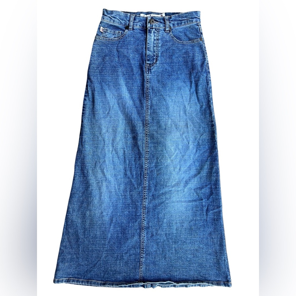 VTG Y2K PLUGG DENIM Maxi Jean Skirt Boho Grunge 2000s Classic Retro Festival Sz0